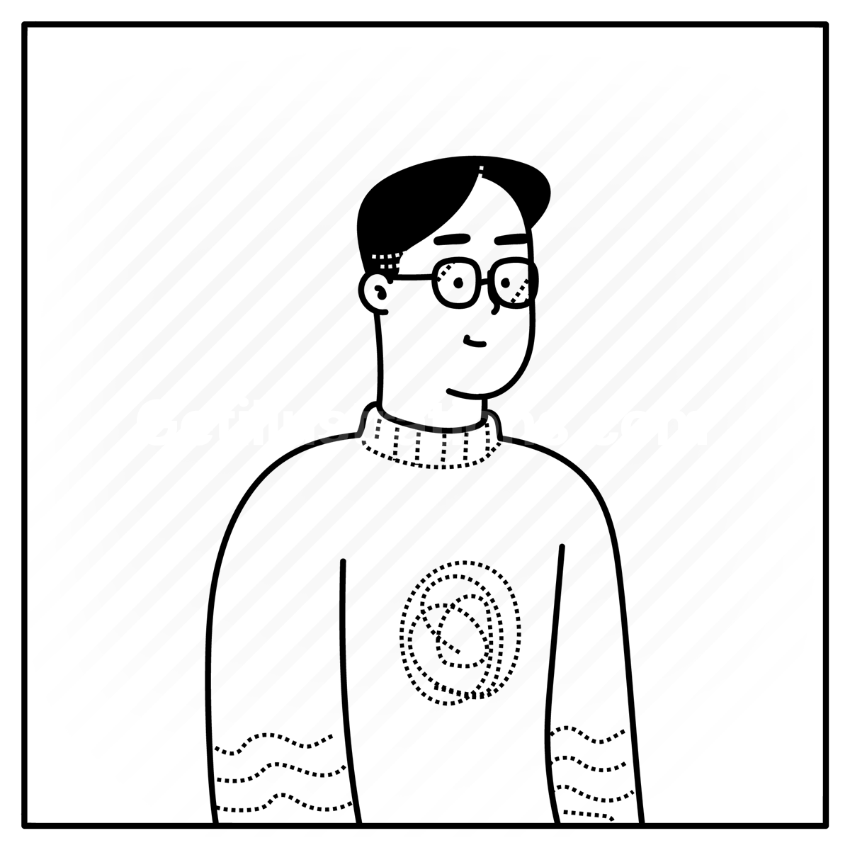 nerd, man, boy, guy, glasses, sweater, dark hair